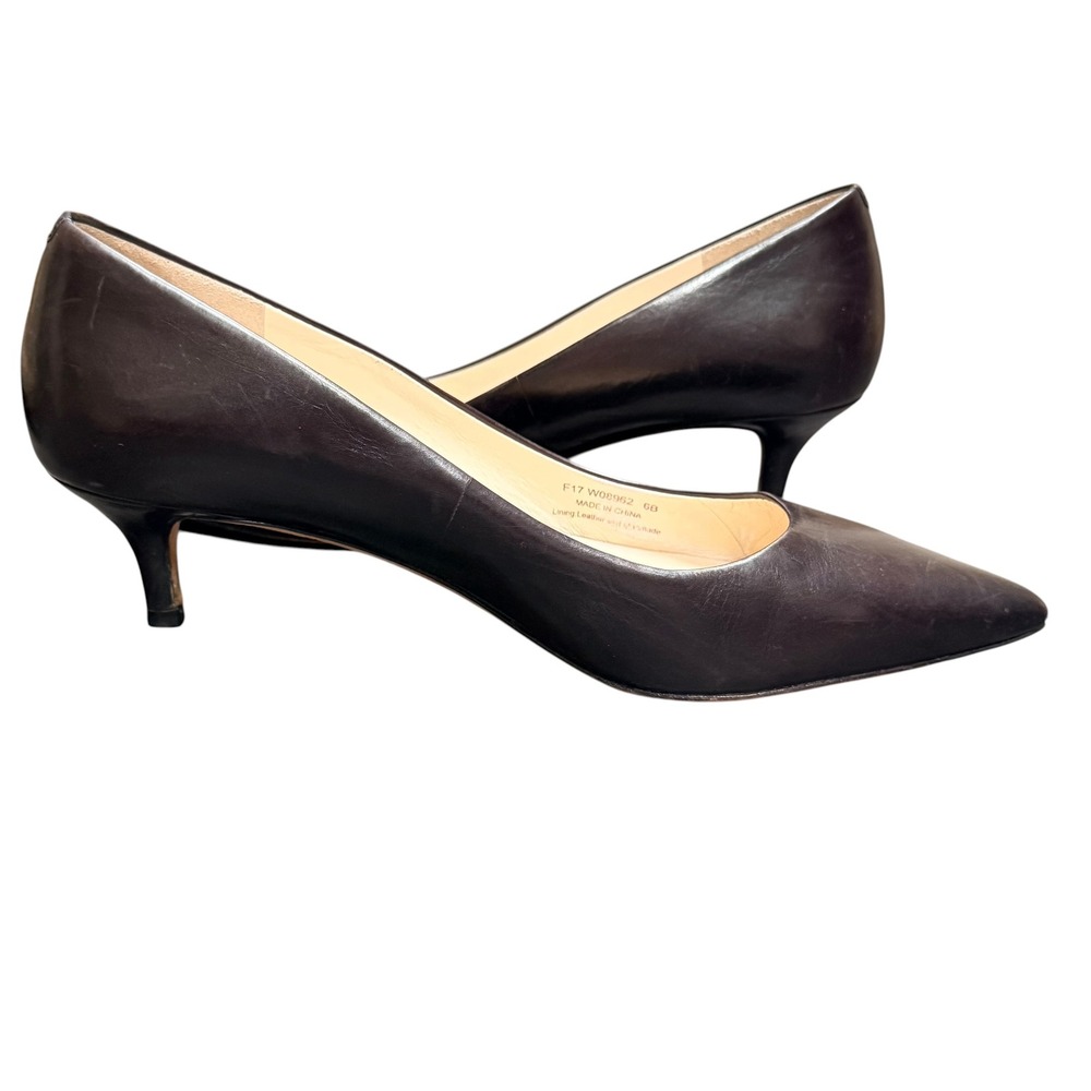 Cole Haan Pumps Women 6B Black Leather Pointed Toe Kitten Heel Professional Chic - Picture 5 of 9